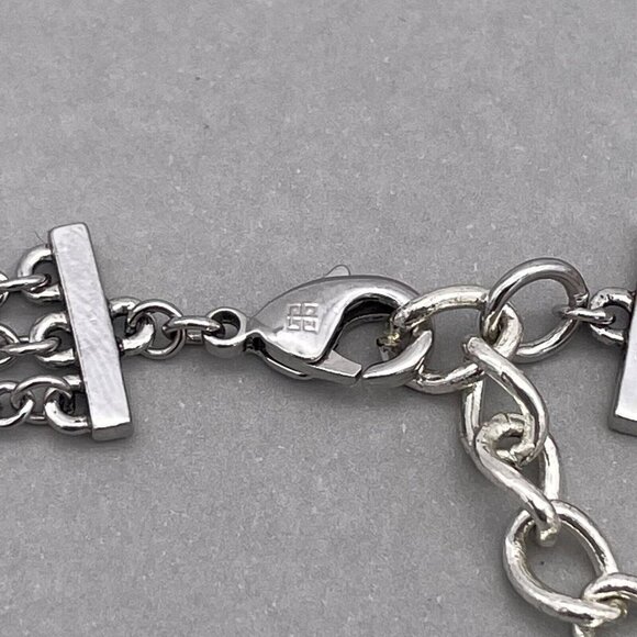 Givenchy Blue & Clear Crystal Multi Strand Necklace Silver-Tone 18 to 20 in - Picture 4 of 7